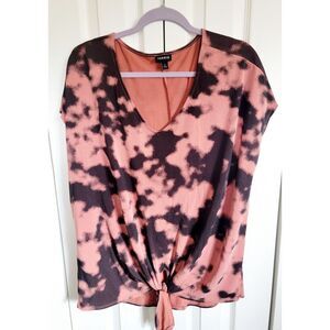 Torrid Super Soft 1 Shirt Women Tie Dye Cupro Tie Front‎ Knit Top 1X NEW